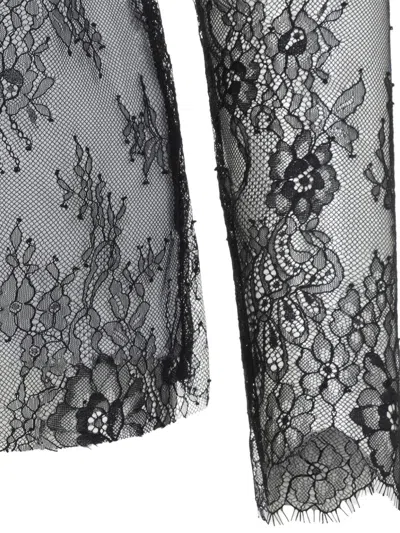 Alberta Ferretti Floral Pattern Lace Ls T-shirt In Gray