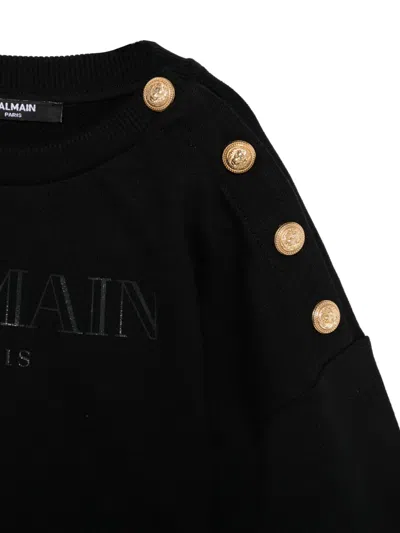 Balmain Logo Print Sweatshirt In Black