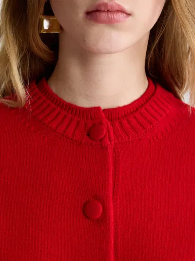 Patou Double-collar Wool Cardigan In Red