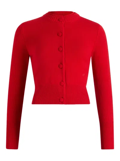Patou Double-collar Wool Cardigan In Red