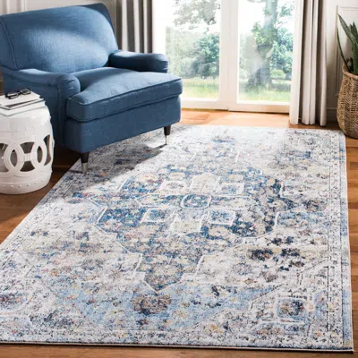 Safavieh Bristol Machine Made Area Rug, Cream / Blue Traditional Style Easy Care In Blue