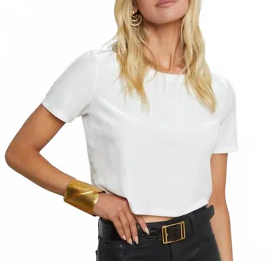 L Agence Velvet Donna Cropped Crew Neck Tee In White In White