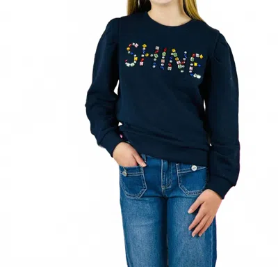 Paper Flower Shine 3d Jewel Sweatshirt In Black