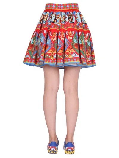 Dolce & Gabbana Gathered Printed Cotton-poplin Mini Skirt