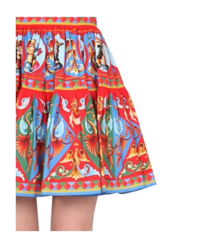 Dolce & Gabbana Gathered Printed Cotton-poplin Mini Skirt