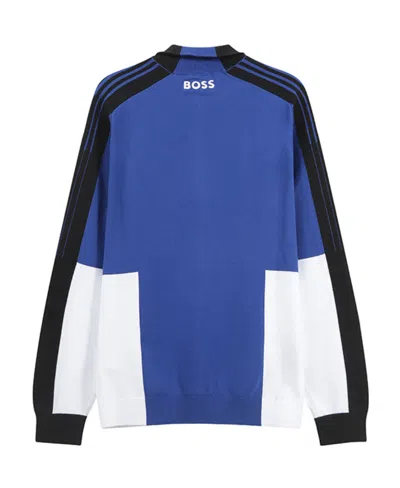 Hugo Boss Long-sleeved Zipper Sweater In Blue