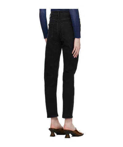 Agolde High Waist Denim Trousers In Black