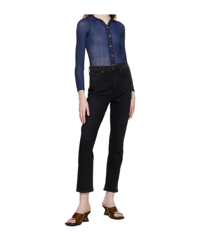 Agolde High Waist Denim Trousers In Black