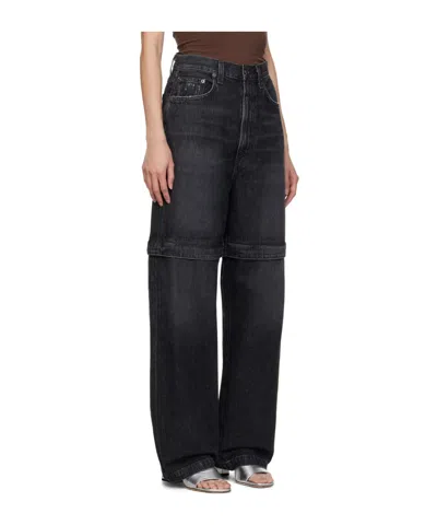 Agolde High Waist Denim Trousers In Black