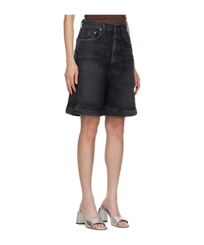 Agolde High Waist Denim Trousers In Black