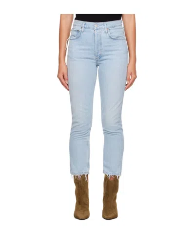 Agolde High Waist Denim Trousers In Blue