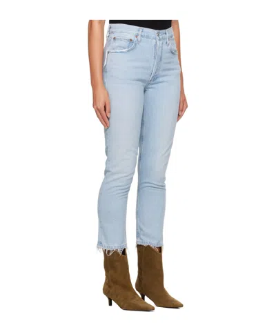 Agolde High Waist Denim Trousers In Blue