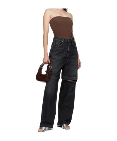 Agolde High Waist Denim Trousers In Black