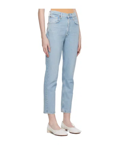Agolde High Waist Denim Trousers In Blue