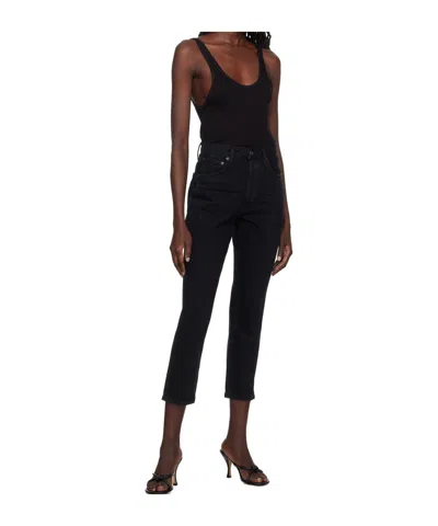 Agolde Black Riley Jeans In Black