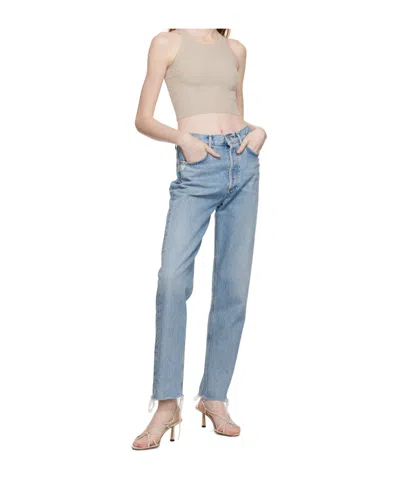 Agolde High Waist Denim Trousers In Blue