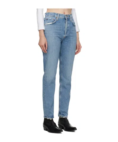 Agolde High Waist Denim Trousers In Blue