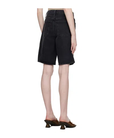 Agolde Stella Distressed Organic Denim Shorts In Black