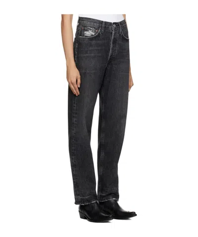 Agolde Five Pocket Denim Trousers In Black