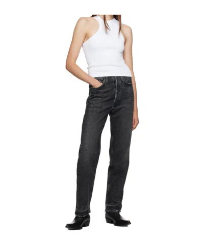Agolde Five Pocket Denim Trousers In Black