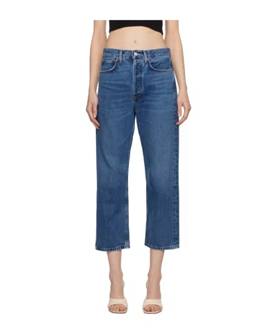 Agolde Five Pocket Denim Trousers In Black