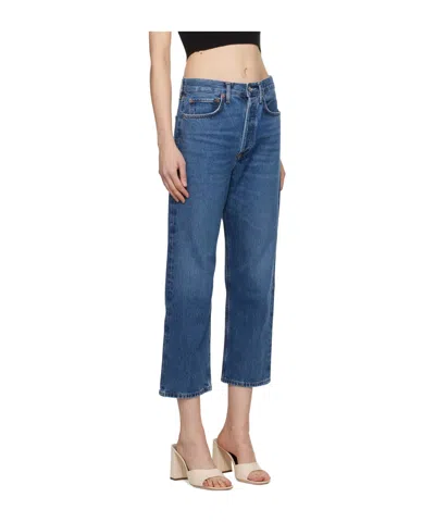 Agolde Five Pocket Denim Trousers In Black