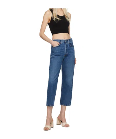 Agolde Five Pocket Denim Trousers In Black