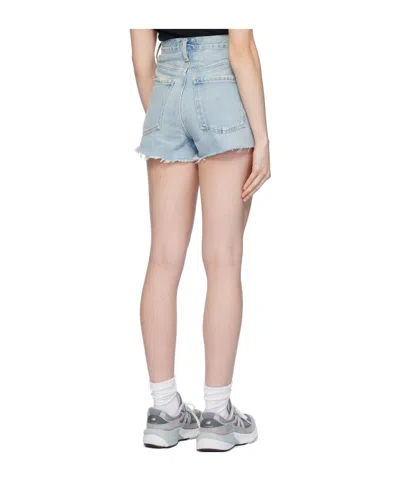 Agolde Parker Raw-cut Denim Shorts In Blue