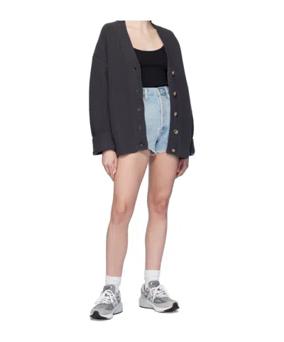 Agolde Parker Raw-cut Denim Shorts In Blue