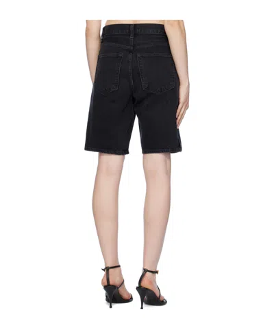 Agolde Stella Distressed Organic Denim Shorts In Black