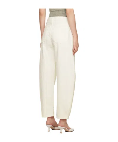 Agolde High Waist Cuffed Denim Trousers In White