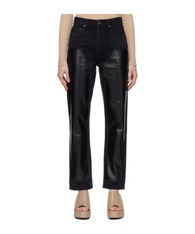 Agolde High Waist Denim Trousers In Black