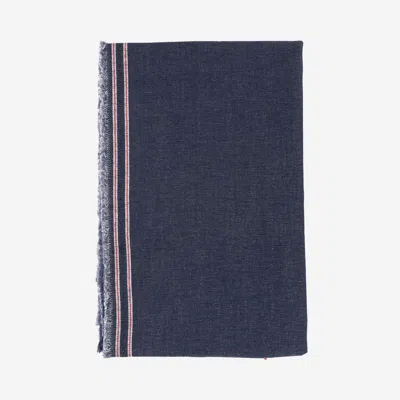Faliero Sarti Cashmere And Silk Blend Denim Scarf In Blue