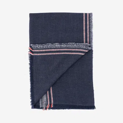 Faliero Sarti Cashmere And Silk Blend Denim Scarf In Blue