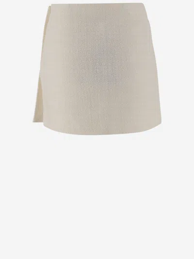 Pinko Cotton Blend Flan Skirt In Neutral