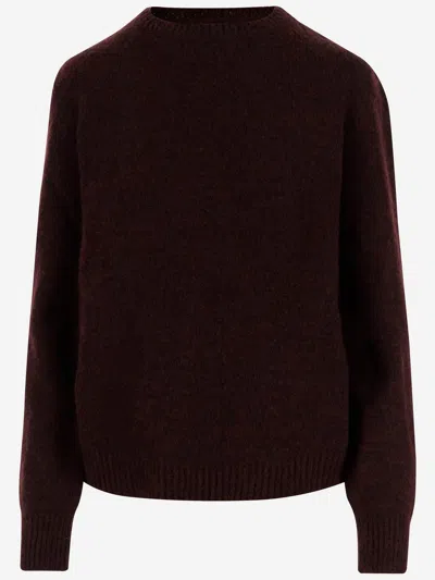 Maison Margiela Wool Blend Sweater In Burgundy
