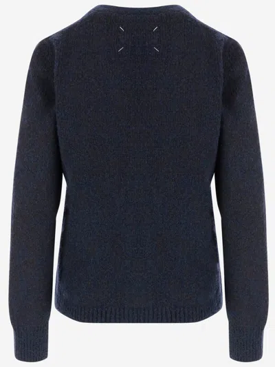 Maison Margiela Wool Blend Cardigan In Blue