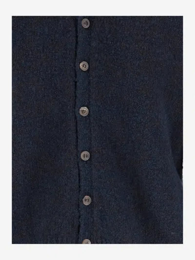 Maison Margiela Wool Blend Cardigan In Blue
