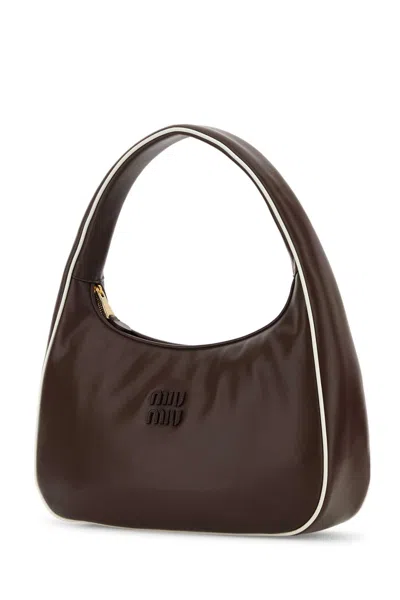 Miu Miu Women Brown Leather Shoulder Bag