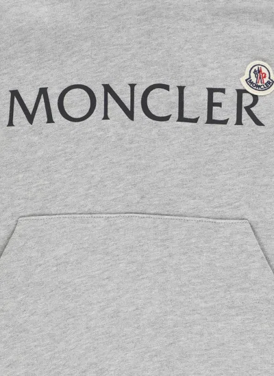 Moncler Logo Cotton Hoodie Grey In Gray