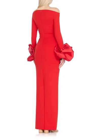 Solace London Talia Maxi Red Dress With Oversized Cuffs In Crepe Woman In Red