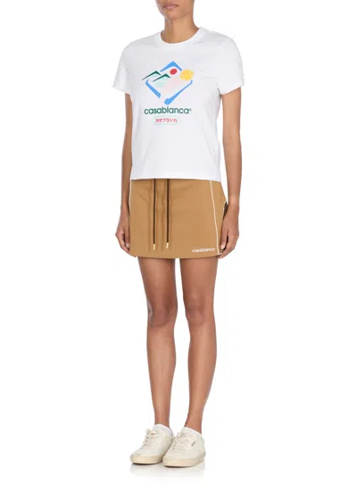 Casablanca Montagne Sportif Cropped T-shirt In White