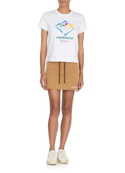 Casablanca Montagne Sportif Cropped T-shirt In White