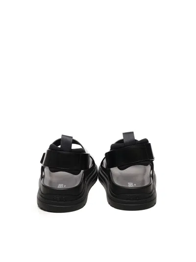 Fendi Ff Leather Sandals In Black