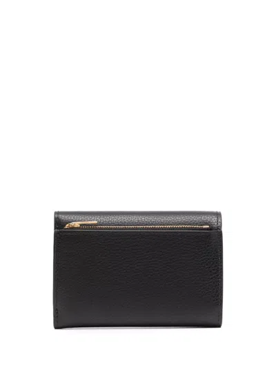 Mulberry Black Wallet With Logo And Button Fastening In Grained Leather Woman