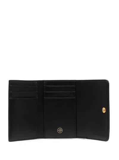 Mulberry Black Wallet With Logo And Button Fastening In Grained Leather Woman