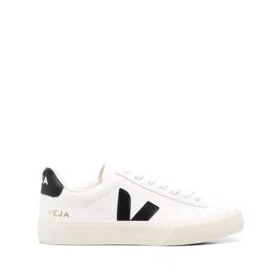 Veja Campo White And Black Low Top Sneakers In Vegan Leather Unisex In White