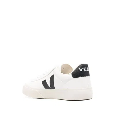 Veja Campo White And Black Low Top Sneakers In Vegan Leather Unisex In White