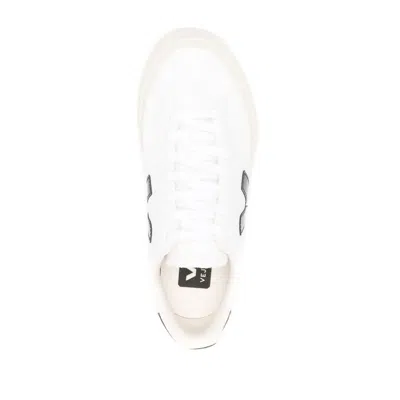 Veja Campo White And Black Low Top Sneakers In Vegan Leather Unisex In White