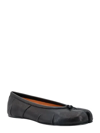 Maison Margiela Black Leather Tabi Ballerinas With Signature Detailing